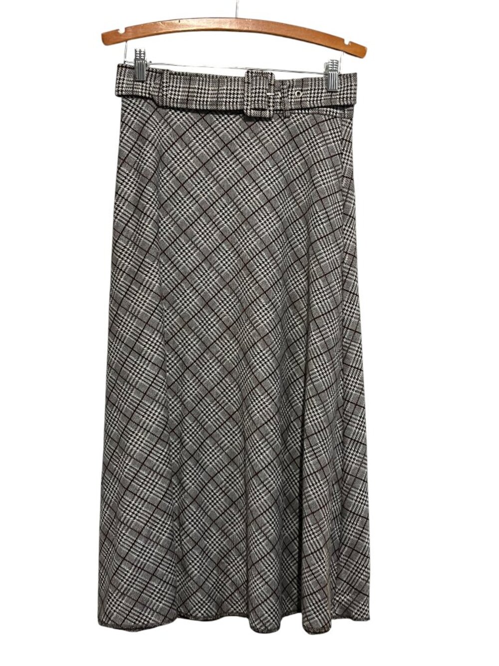 The Norway Club Midi Skirt Plaid Academia Preppy Size Small Long Modest Belt
